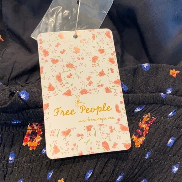 Free People two faces smocked floral dress S NWT black - Picture 4 of 5